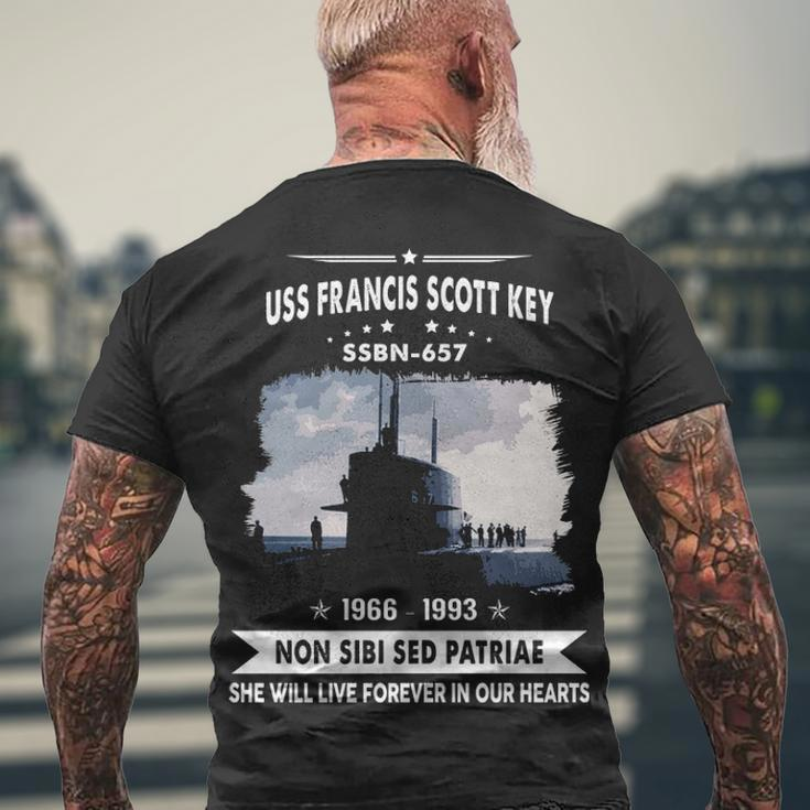 Uss Francis Scott Key Ssbn Men's Crewneck Short Sleeve Back Print T-shirt Gifts for Old Men