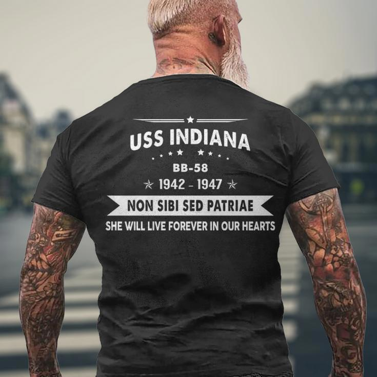 Uss Indiana Bb Men's Crewneck Short Sleeve Back Print T-shirt Gifts for Old Men