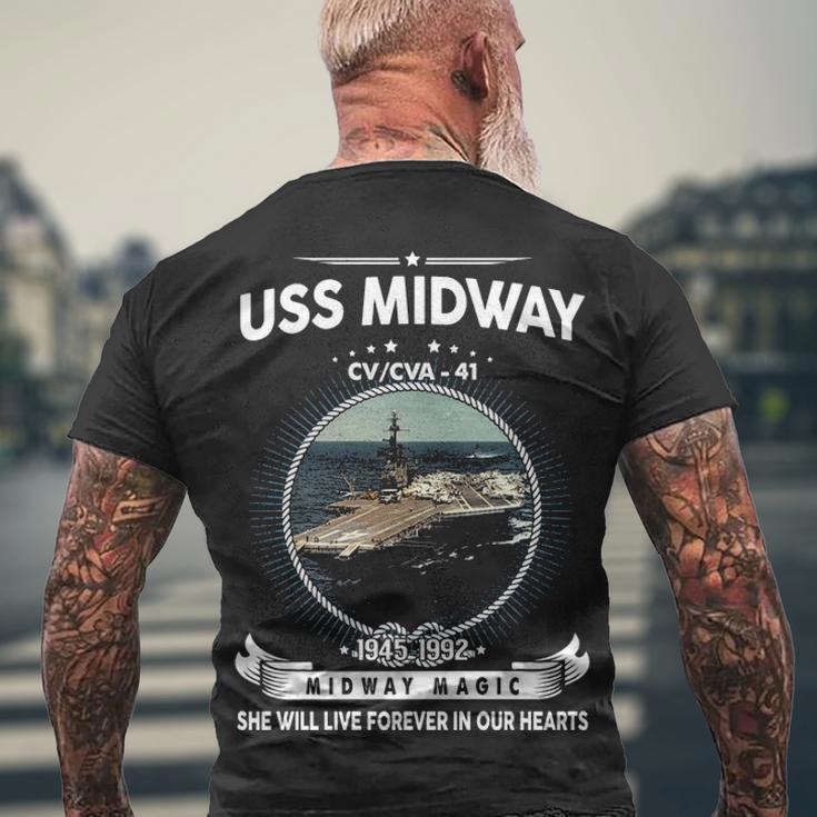 Uss Midway Cv 41 Front Style Men's Crewneck Short Sleeve Back Print T-shirt Gifts for Old Men