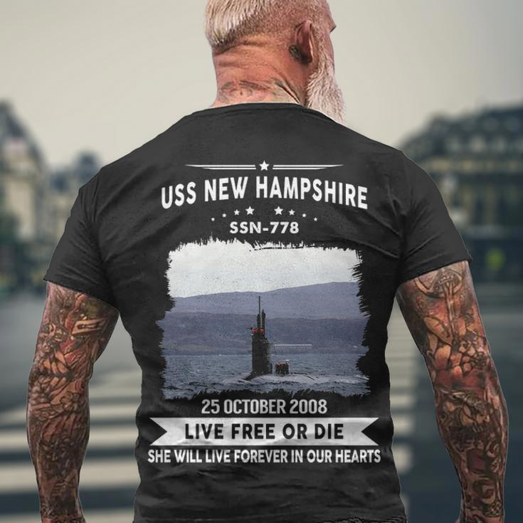 Uss New Hampshire Ssn Men's Crewneck Short Sleeve Back Print T-shirt Gifts for Old Men