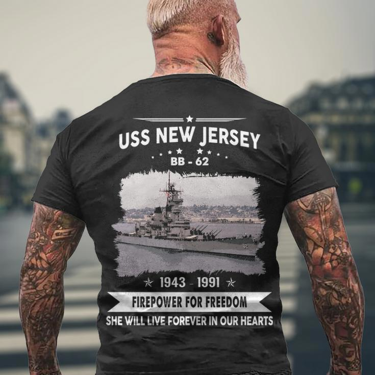 Uss New Jersey Bb Men's Crewneck Short Sleeve Back Print T-shirt Gifts for Old Men