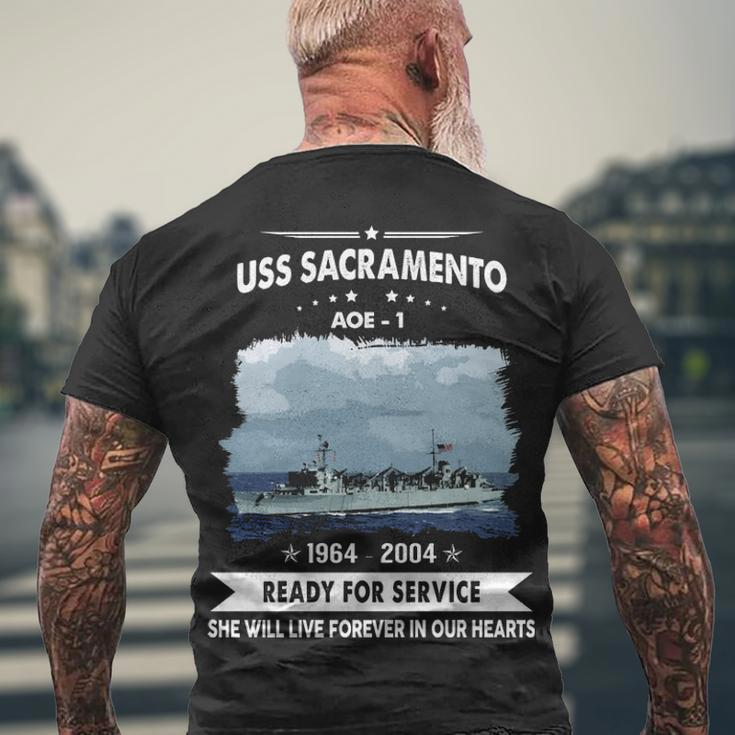 Uss Sacramento Aoe Men's Crewneck Short Sleeve Back Print T-shirt Gifts for Old Men
