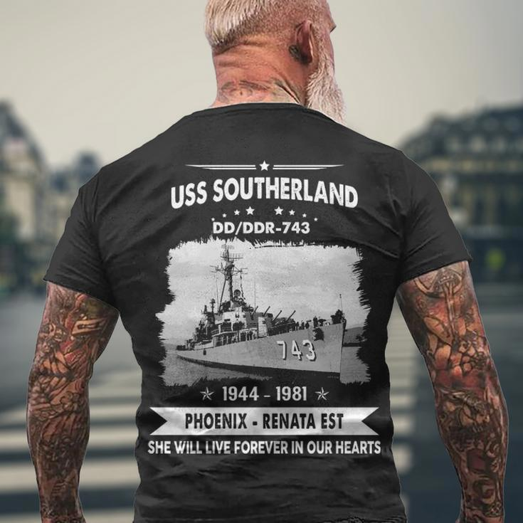 Uss Southerland Dd 743 Ddr Men's Crewneck Short Sleeve Back Print T-shirt Gifts for Old Men