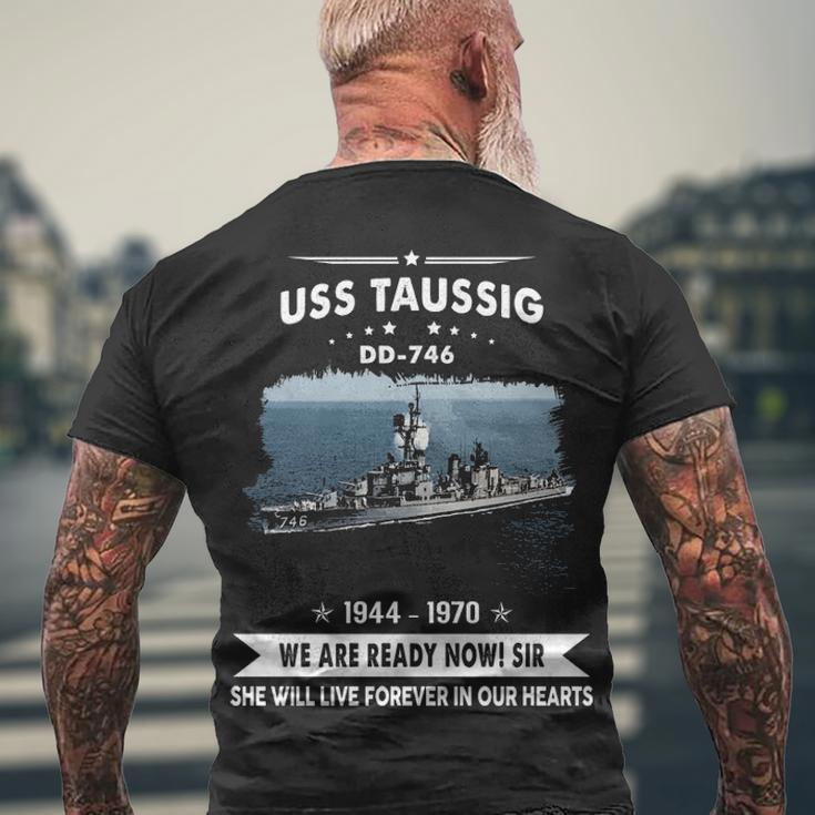 Uss Taussig Dd Men's Crewneck Short Sleeve Back Print T-shirt Gifts for Old Men