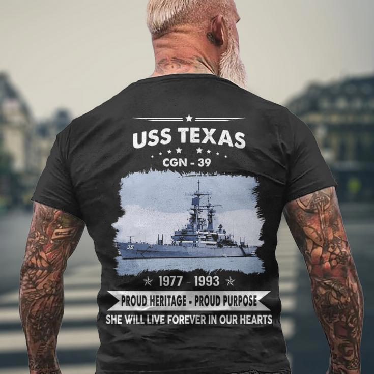 Uss Texas Cgn Men's Crewneck Short Sleeve Back Print T-shirt Gifts for Old Men
