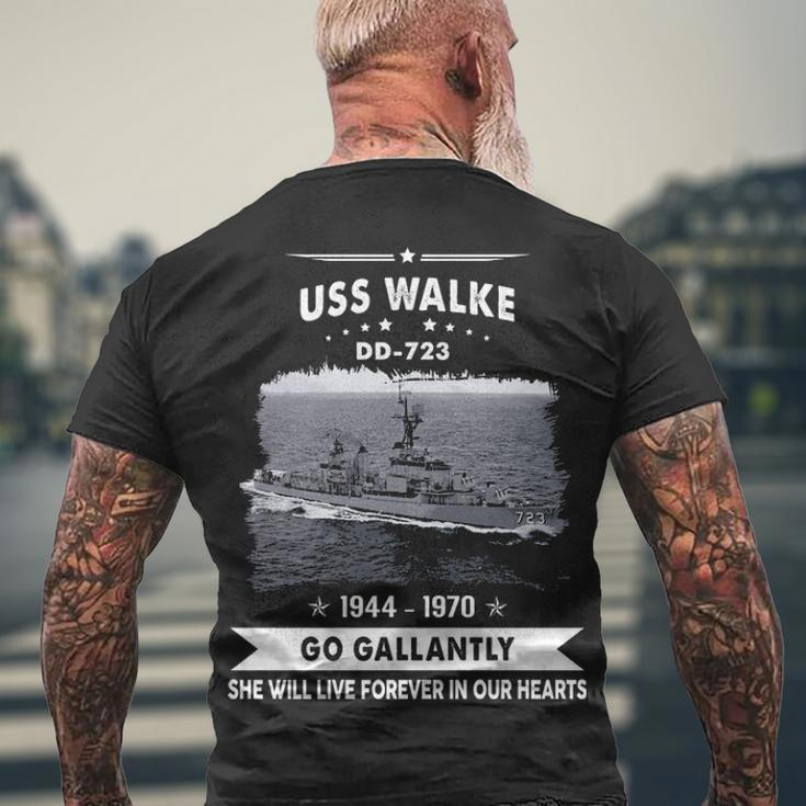 Uss Walke Dd Men's Crewneck Short Sleeve Back Print T-shirt Gifts for Old Men