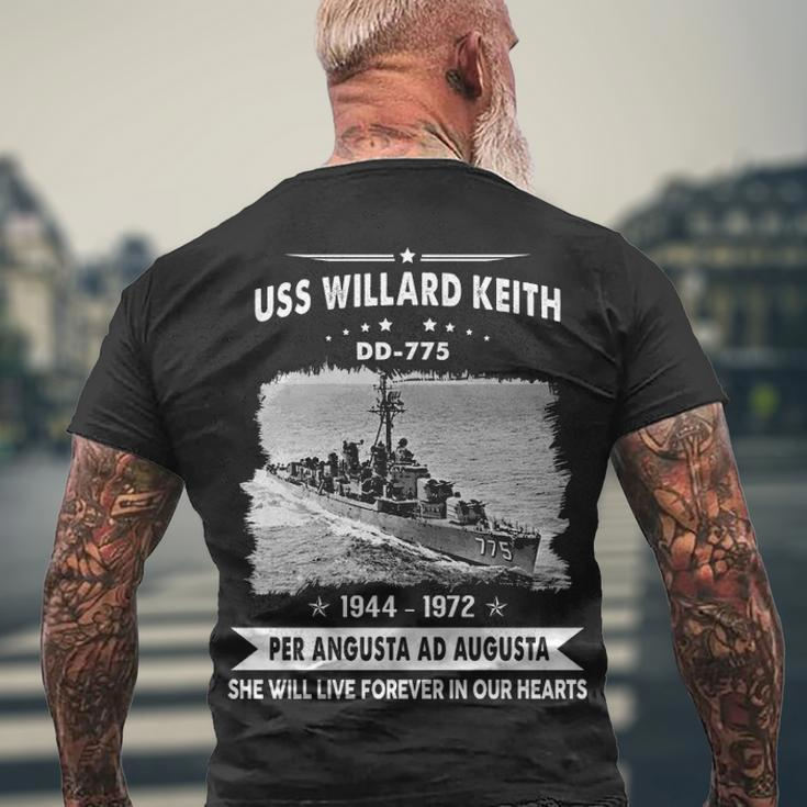 Uss Willard Keith Dd Men's Crewneck Short Sleeve Back Print T-shirt Gifts for Old Men