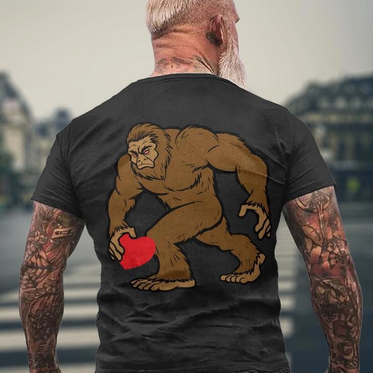 Valentines Day Bigfoot Heart Sasquatch Tshirt Men's Crewneck Short Sleeve Back Print T-shirt Gifts for Old Men