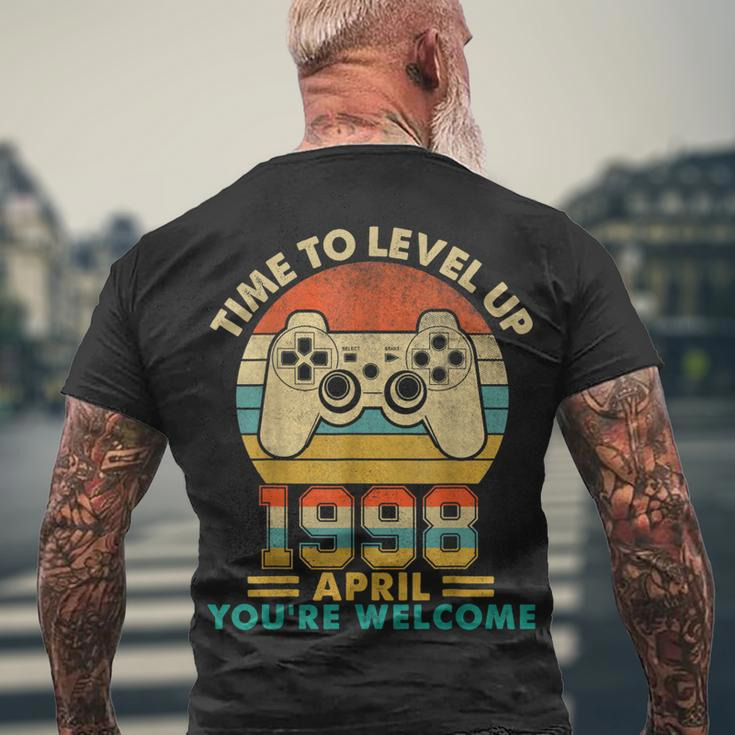 Vintage 1998 April 24 Years Old Video Gamer 24Th Birthday Men's T-shirt Back Print Gifts for Old Men