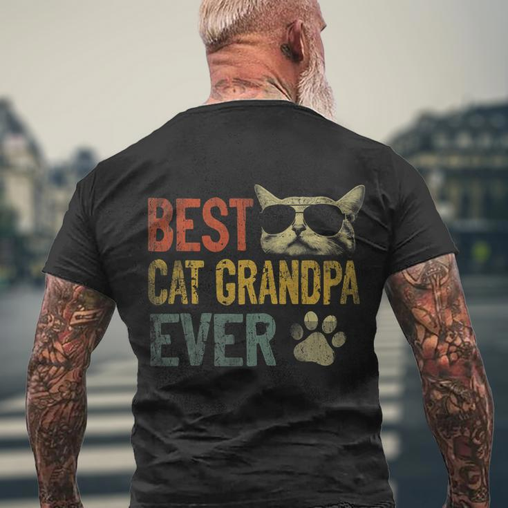 Vintage Best Cat Grandpa Ever Shirt Cat Grandpa Fathers Day Men's Crewneck Short Sleeve Back Print T-shirt Gifts for Old Men