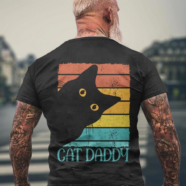 Vintage Cat Daddy Funny Cat Lover Gift Cat Dad Fathers Men's Crewneck Short Sleeve Back Print T-shirt Gifts for Old Men
