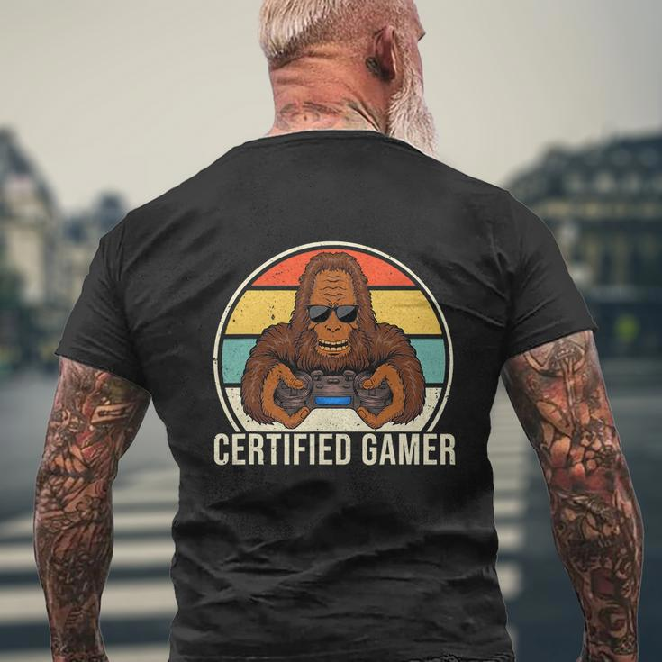 Vintage Certified Gamer Funny Retro Video Game Men's Crewneck Short Sleeve Back Print T-shirt Gifts for Old Men