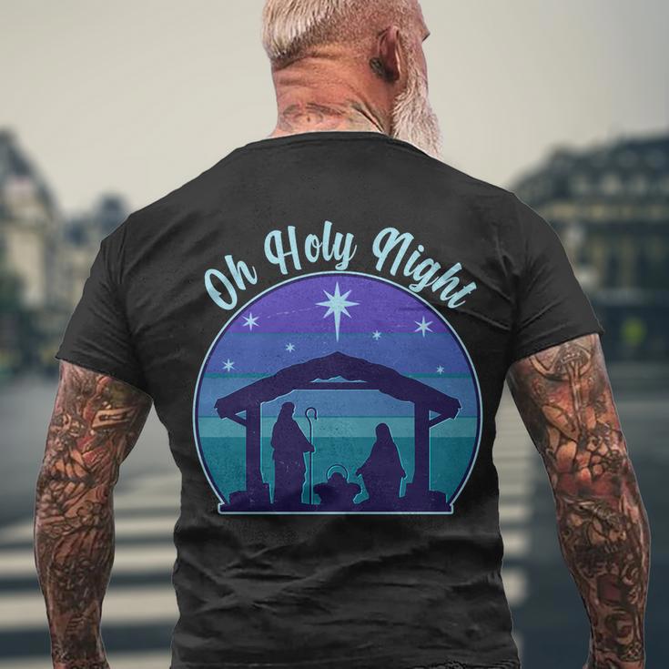 Vintage Christmas Oh Holy Night Nativity Scene Men's Crewneck Short Sleeve Back Print T-shirt Gifts for Old Men