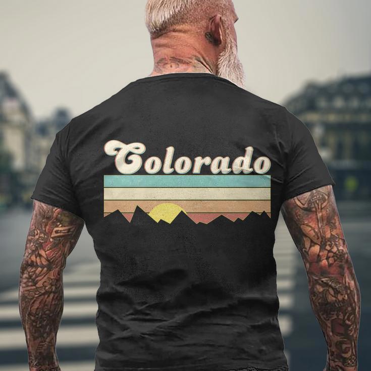 Vintage Colorado Mountain Sunset Tshirt Men's Crewneck Short Sleeve Back Print T-shirt Gifts for Old Men