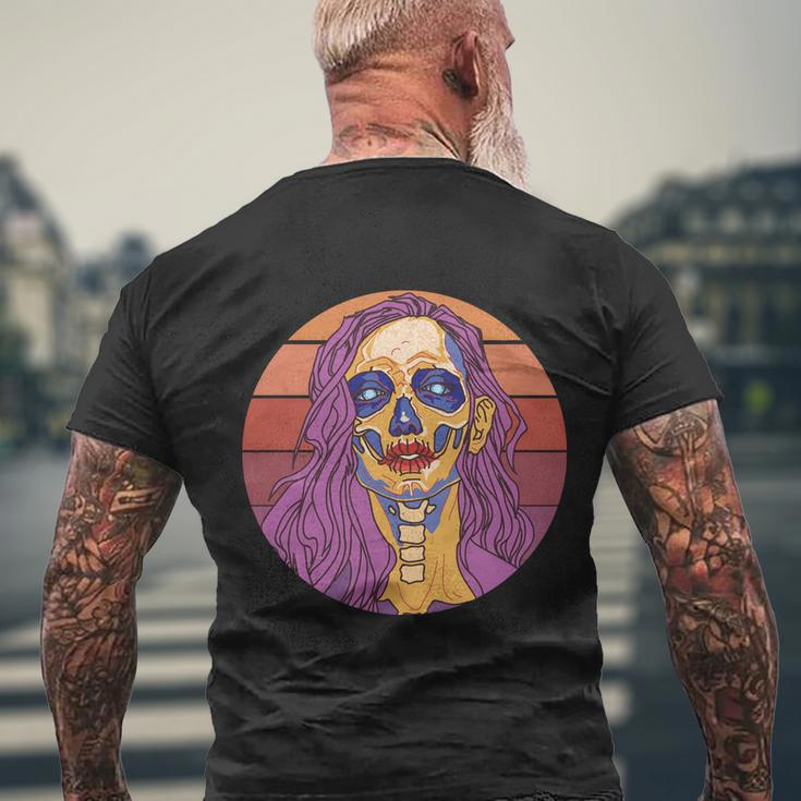 Vintage Day Of The Dead Dia De Los Muertos Cartoon Girl Tshirt Men's Crewneck Short Sleeve Back Print T-shirt Gifts for Old Men