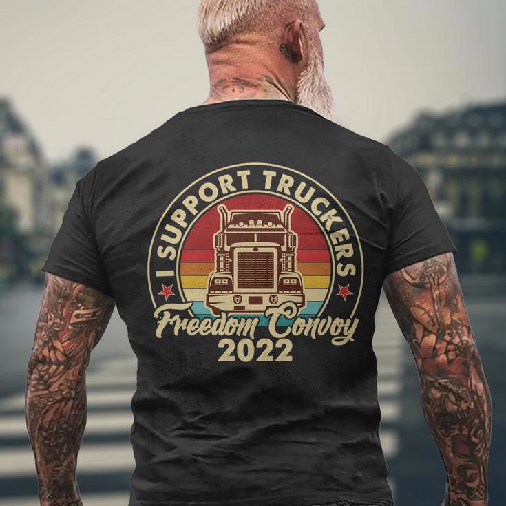 Vintage I Support Truckers Freedom Convoy 2022 Tshirt Men's Crewneck Short Sleeve Back Print T-shirt Gifts for Old Men