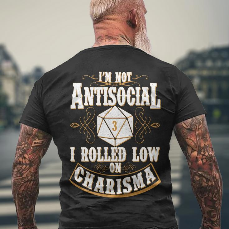 Vintage Im Not Antisocial I Rolled Low On Charisma Tshirt Men's Crewneck Short Sleeve Back Print T-shirt Gifts for Old Men