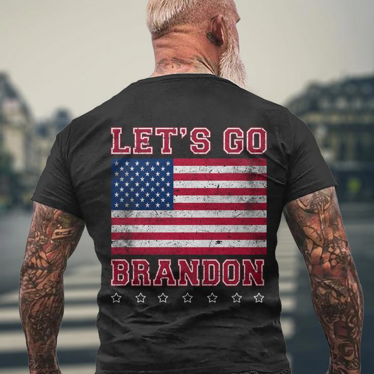 Vintage Lets Go Brandon American Flag Tshirt Men's Crewneck Short Sleeve Back Print T-shirt Gifts for Old Men