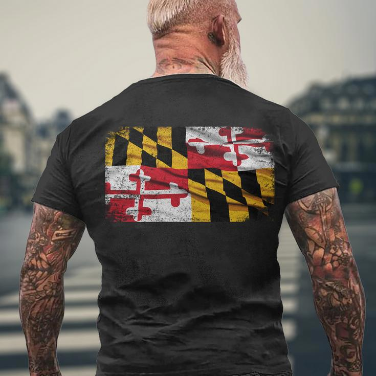 Vintage Maryland Flag Men's Crewneck Short Sleeve Back Print T-shirt Gifts for Old Men