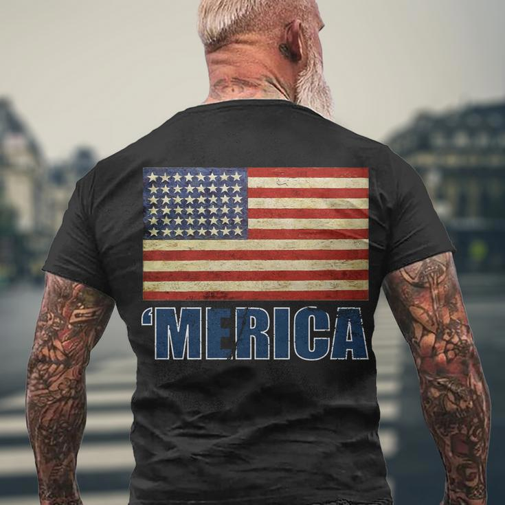 Vintage Merica Flag Tshirt Men's Crewneck Short Sleeve Back Print T-shirt Gifts for Old Men
