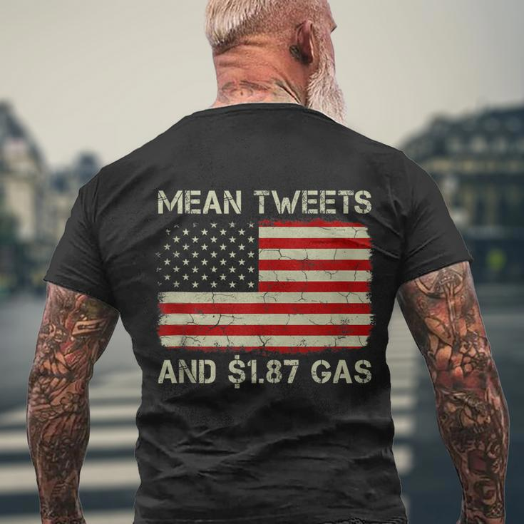 Vintage Old American Flag Mean Tweets And 187 Gas Men's Crewneck Short Sleeve Back Print T-shirt Gifts for Old Men