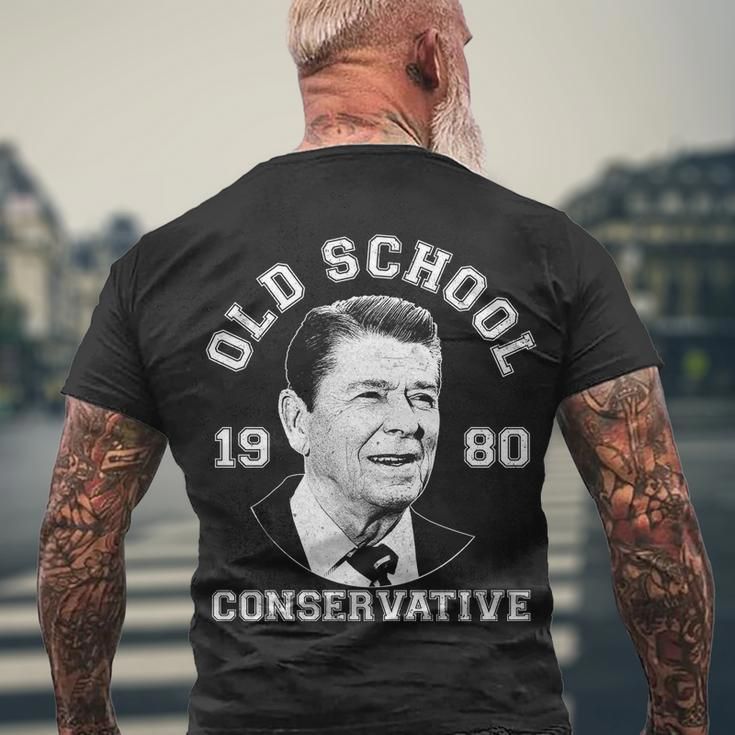 Vintage Ronald Reagan Old School Conservative Tshirt Men's Crewneck Short Sleeve Back Print T-shirt Gifts for Old Men