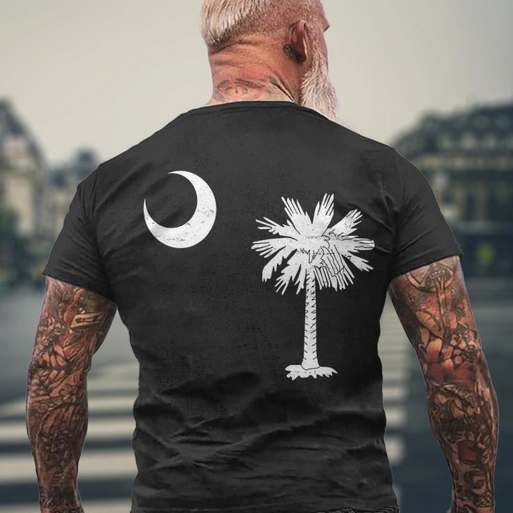 Vintage South Carolina Flag Palmetto Moon Men's Crewneck Short Sleeve Back Print T-shirt Gifts for Old Men