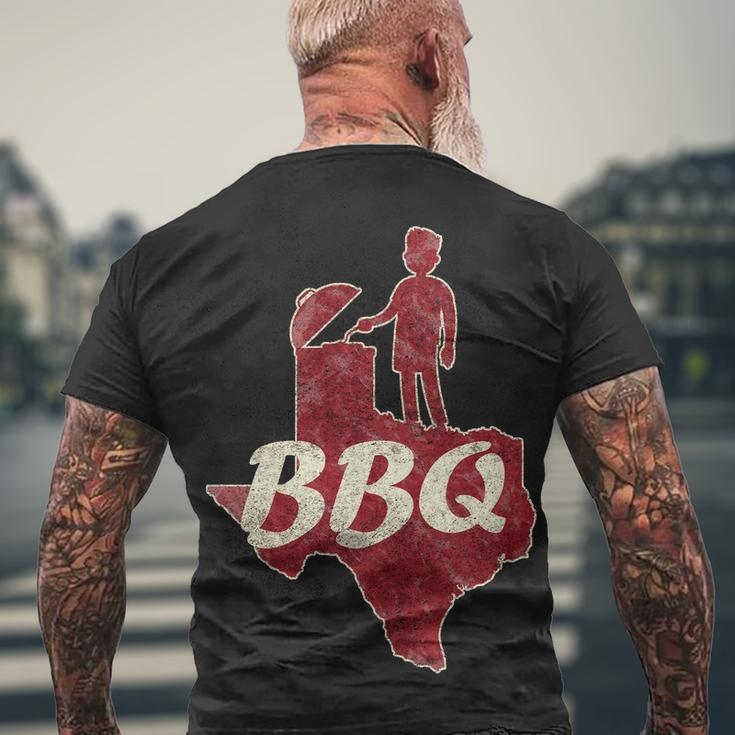 Vintage Texas Bbq Men's Crewneck Short Sleeve Back Print T-shirt Gifts for Old Men