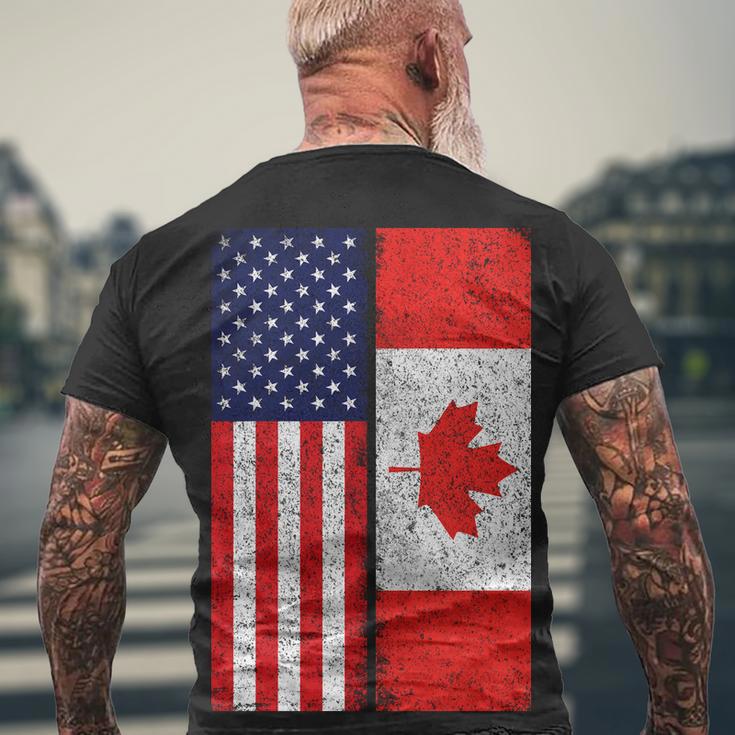 Vintage Usa Canadian Flag Men's Crewneck Short Sleeve Back Print T-shirt Gifts for Old Men