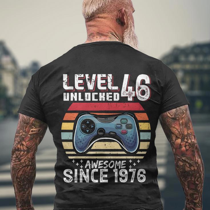 Vintage Video Gamer Birthday Level 46 Unlocked 46Th Birthday Men's Crewneck Short Sleeve Back Print T-shirt Gifts for Old Men