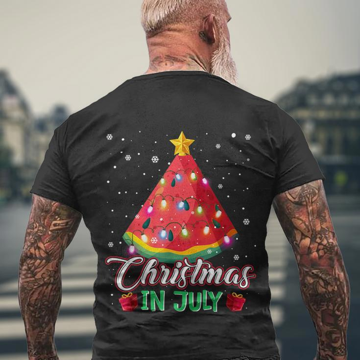 Watermelon Christmas Tree Christmas In July Summer Vacation Men's Crewneck Short Sleeve Back Print T-shirt Gifts for Old Men