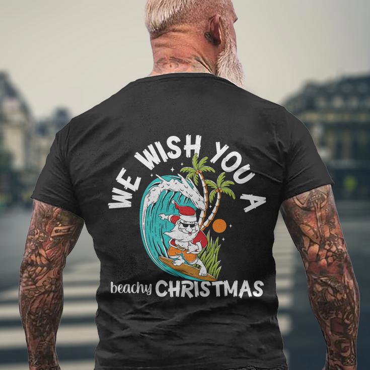 We Wish You A Beachy Christmas In July Men's Crewneck Short Sleeve Back Print T-shirt Gifts for Old Men