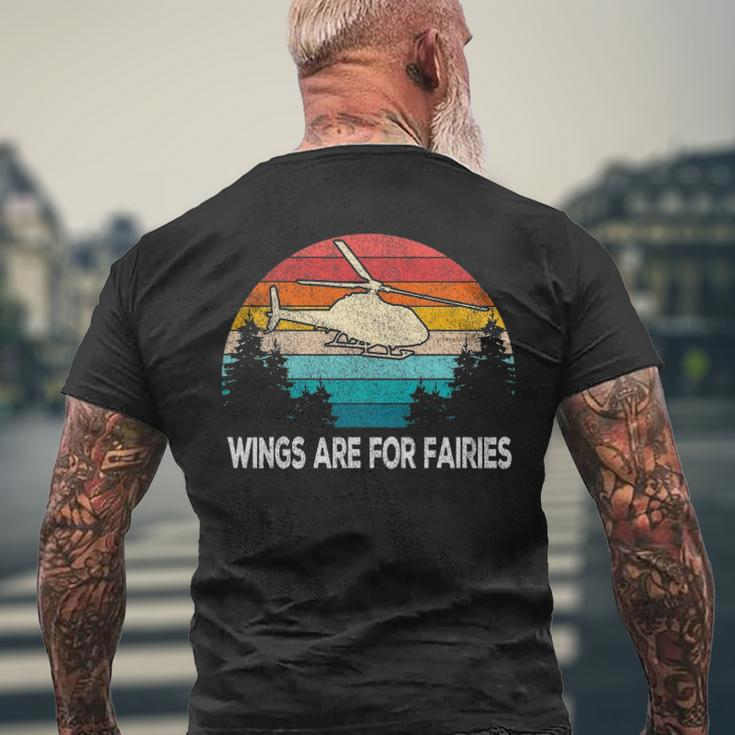 Wings Are For Fairies Helicopter Pilot Retro Vintage Men's Back Print T-shirt Gifts for Old Men