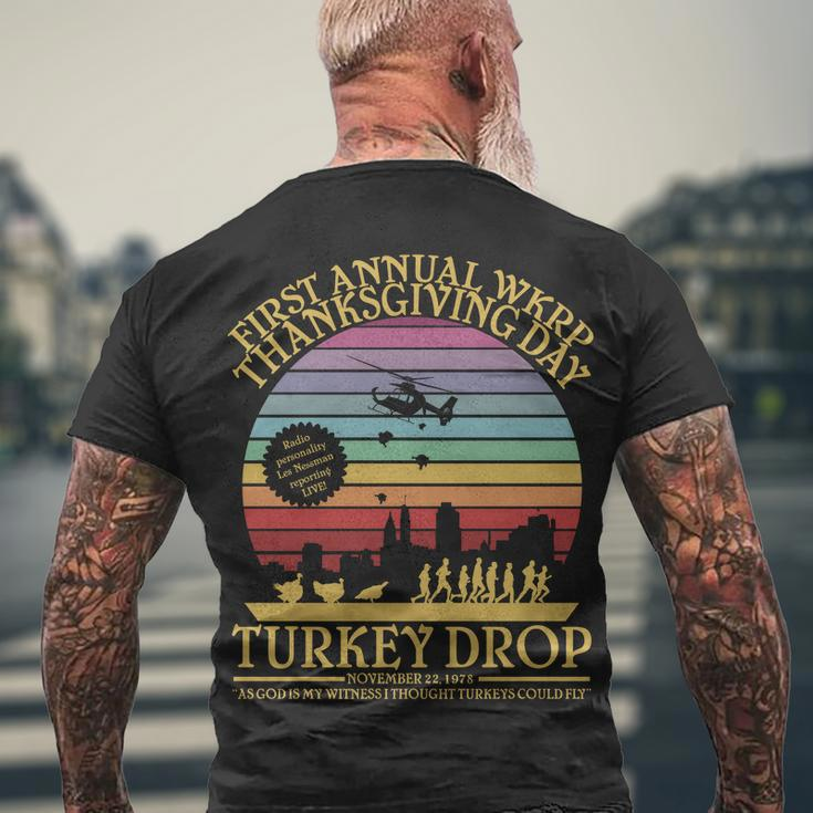 Wkrp Thanksgiving Turkey Drop Funny Retro Tshirt Men's Crewneck Short Sleeve Back Print T-shirt Gifts for Old Men