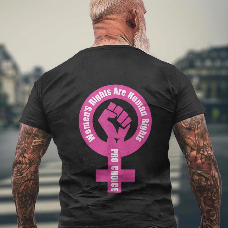 Womens Rights Are Human Rights Pro Choice Men's Crewneck Short Sleeve Back Print T-shirt Gifts for Old Men