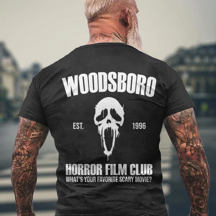 Woodsboro Horror Film Club Scary Movie Men's Crewneck Short Sleeve Back Print T-shirt Gifts for Old Men