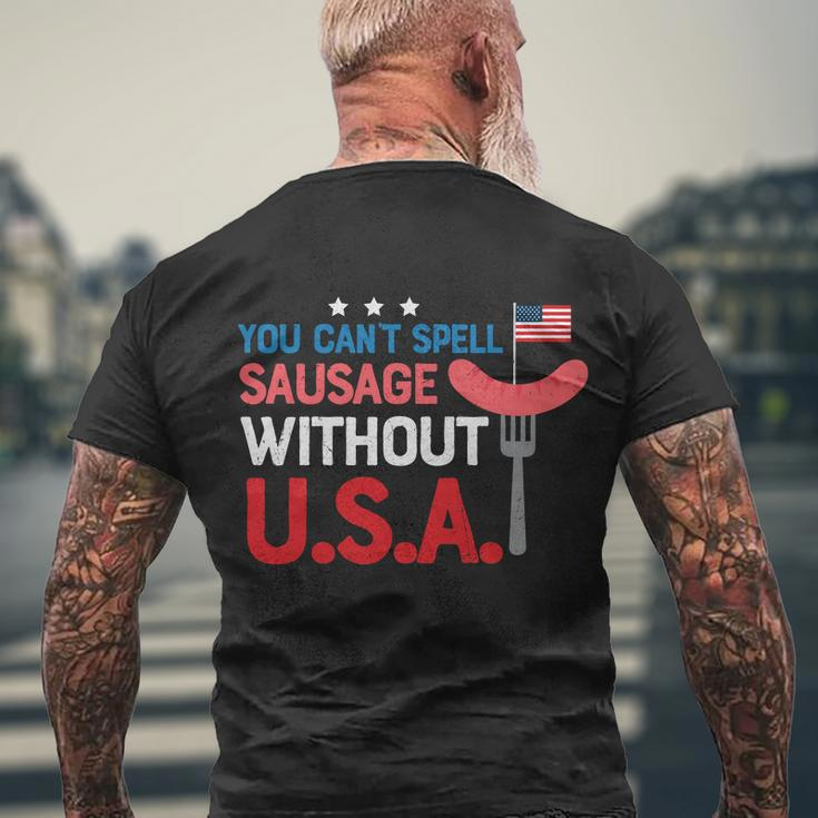 You Cant Spell Sausage Without Usa Plus Size Shirt For Men Women And Family Men's Crewneck Short Sleeve Back Print T-shirt Gifts for Old Men