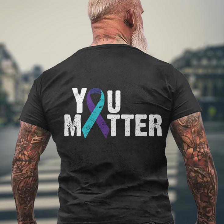 You Matter Purple Teal Ribbon Suicide Prevention Awareness Tshirt Men's Crewneck Short Sleeve Back Print T-shirt Gifts for Old Men