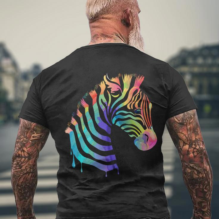 Zebra Neon Men's Crewneck Short Sleeve Back Print T-shirt Gifts for Old Men