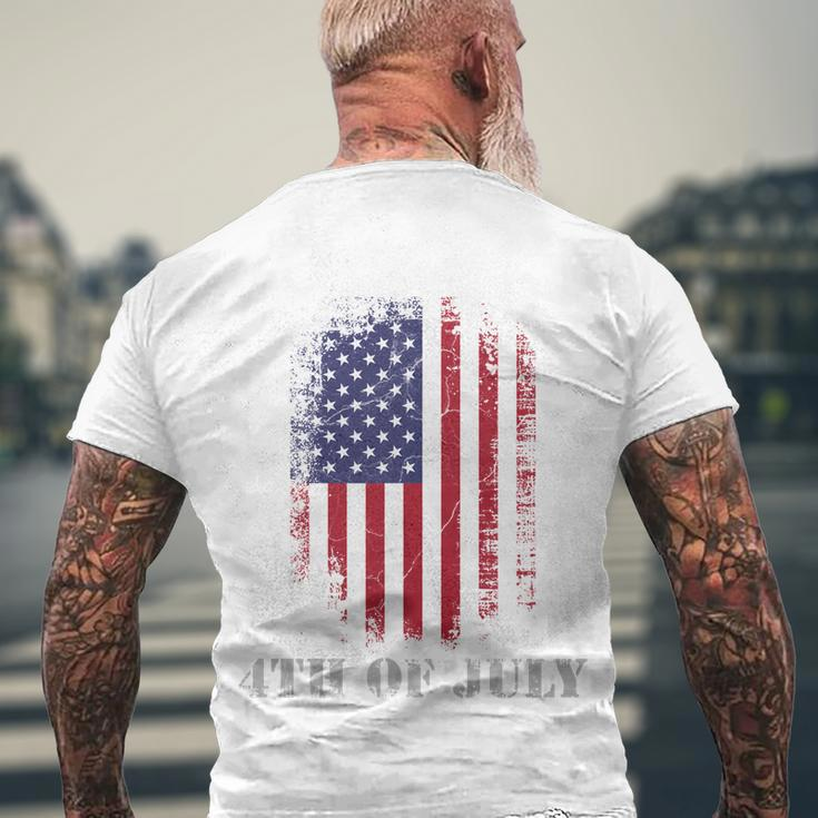 4Th Of July Usa Flag Vintage Distressed Independence Day Great Gift Men's Crewneck Short Sleeve Back Print T-shirt Gifts for Old Men