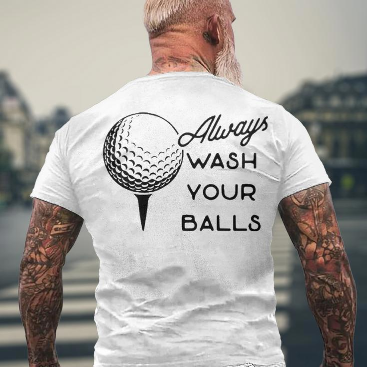 Always Wash Your Balls V3 Men's Crewneck Short Sleeve Back Print T-shirt Gifts for Old Men