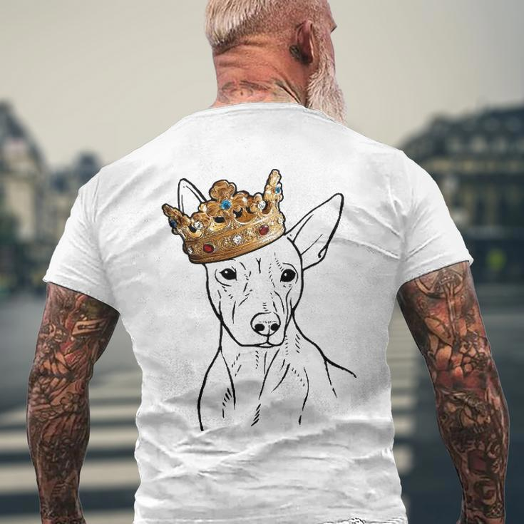 American Hairless Terrier Dog Wearing Crown Men's Back Print T-shirt Gifts for Old Men