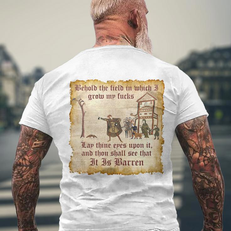 Behold The Field Medieval Dank Meme Men's Crewneck Short Sleeve Back Print T-shirt Gifts for Old Men