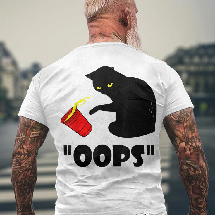 Cat Oops Black Cat Knocking Over A Glass V2 Men's T-shirt Back Print Gifts for Old Men