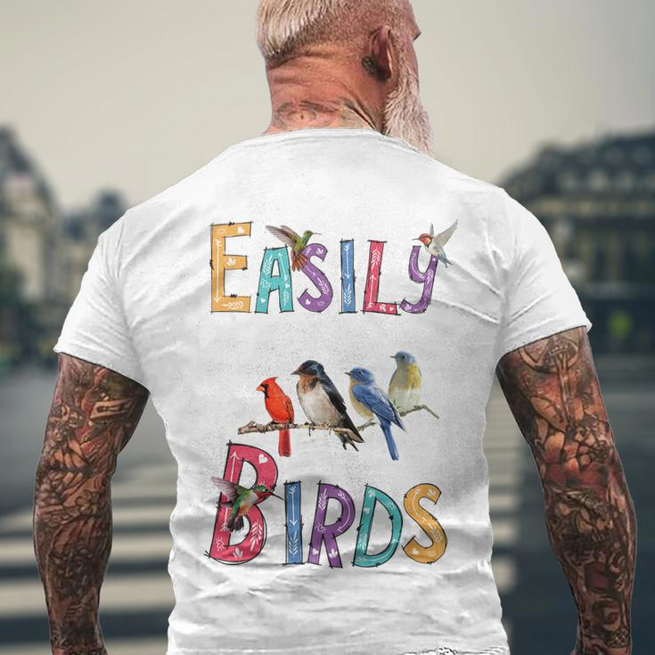 Easily Distracted By Birds Gift Funny Bird Gift Men's Crewneck Short Sleeve Back Print T-shirt Gifts for Old Men