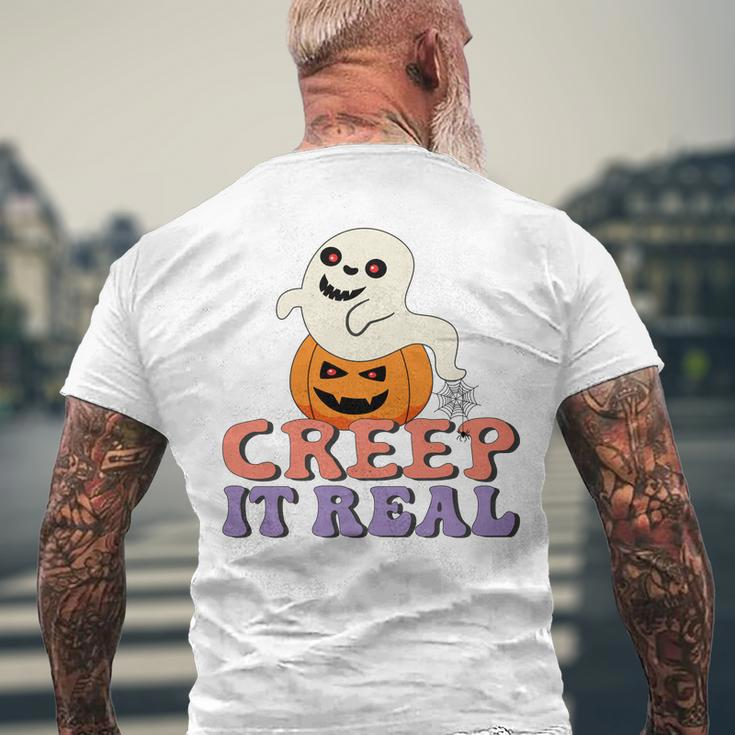Halloween Boo With Pumpkin Creep It Real Men's T-shirt Back Print Gifts for Old Men