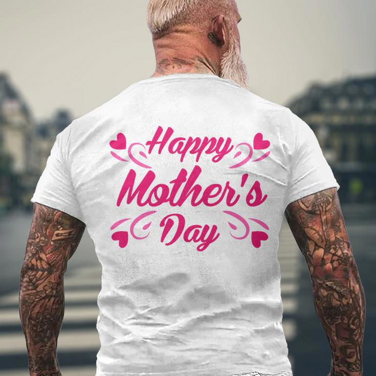 Happy Mothers Day Hearts Gift Men's Crewneck Short Sleeve Back Print T-shirt Gifts for Old Men