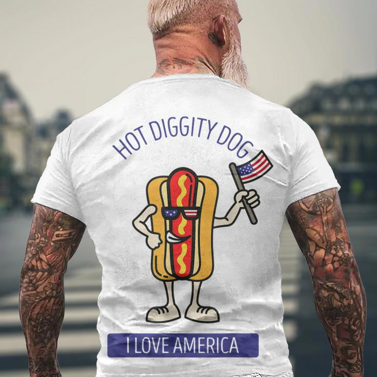 Hot Diggity Dog July 4Th Patriotic Bbq Picnic Usa Men's T-shirt Back Print Gifts for Old Men