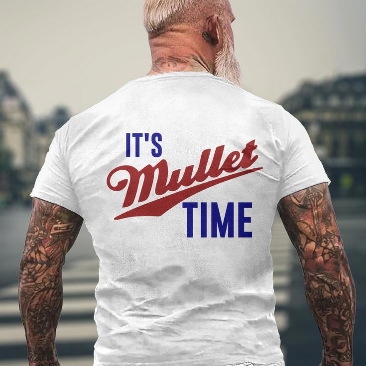 It’S Mullet Time Funny Redneck Mullet Men's Crewneck Short Sleeve Back Print T-shirt Gifts for Old Men