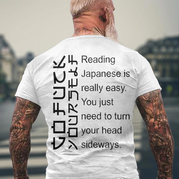 Reading Japanese Is Really Easy V2 Men's Crewneck Short Sleeve Back Print T-shirt Gifts for Old Men
